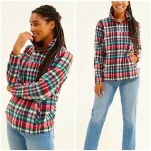 Vera Bradley Plaid Fleece Snap Pullover 3XL Multicolor